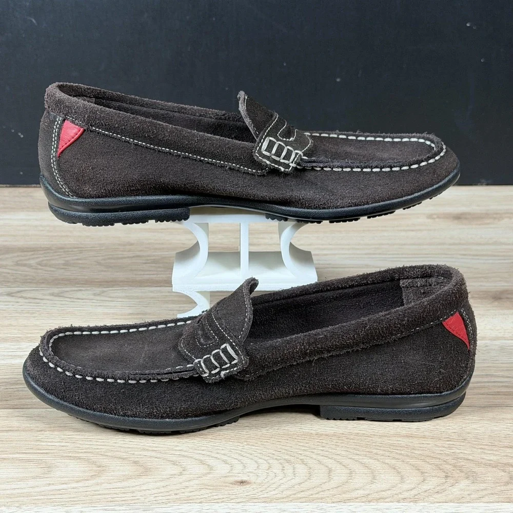 FootJoy Loafers Mens Size 7.5 Brown Red Suede Slip On Shoes Golf Preppy 79038